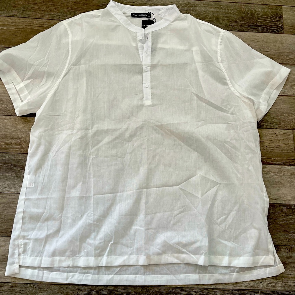 Men’s White Linen Look Shirt